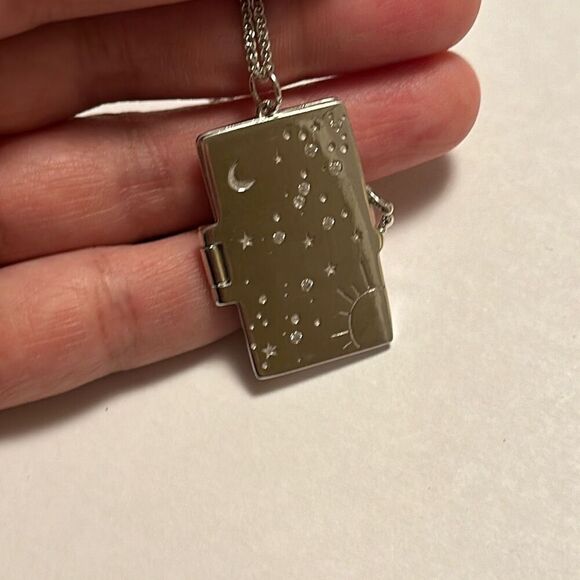 Lisa Mason Sterling Silver 925 Pendant Book Necklace with Cubic Zirconia Stones - Picture 4 of 11